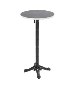Outlet 60 cm ronde hoge tafel kantelbaar zwart/zilver en zwart marmeren blad Tuinmeubelen