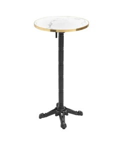 New 60 cm ronde hoge tafel kantelbaar wit/goud en zwart marmeren blad Tuinmeubelen
