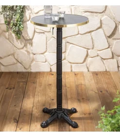 Online 60 cm ronde hoge tafel kantelbaar zwart/goud en zwart marmeren blad Tuinmeubelen