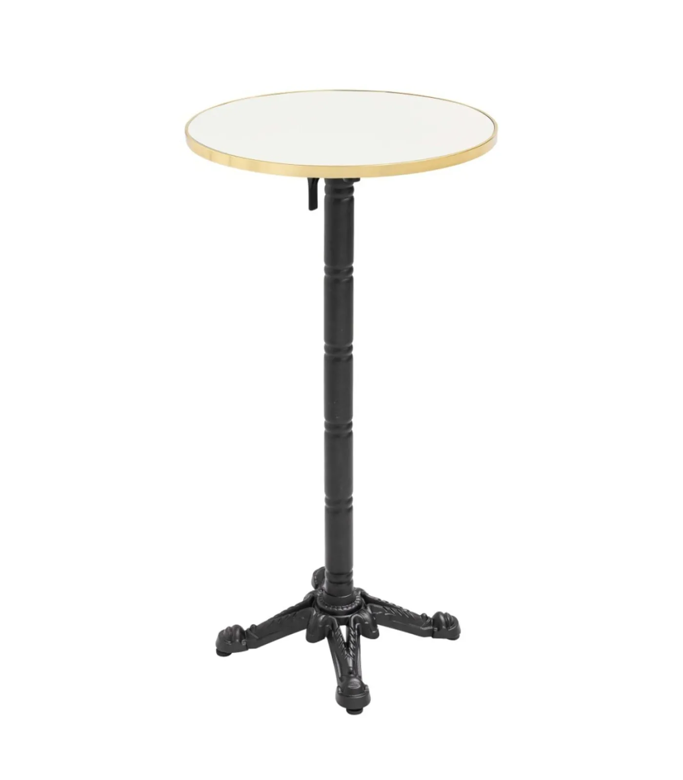 Discount 60 cm ronde hoge tafel met kantelbaar wit/gouden blad en zwarte poten Tuinmeubelen