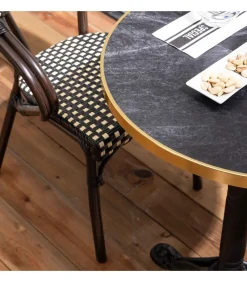 Online 60 cm verstelbare zwartmarmeren terrastafel en 2 zwarte stoelen Tuinmeubelen