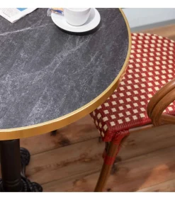 Online 60 cm verstelbare zwartmarmeren terrastafel en 2 rode stoelen Tuinmeubelen