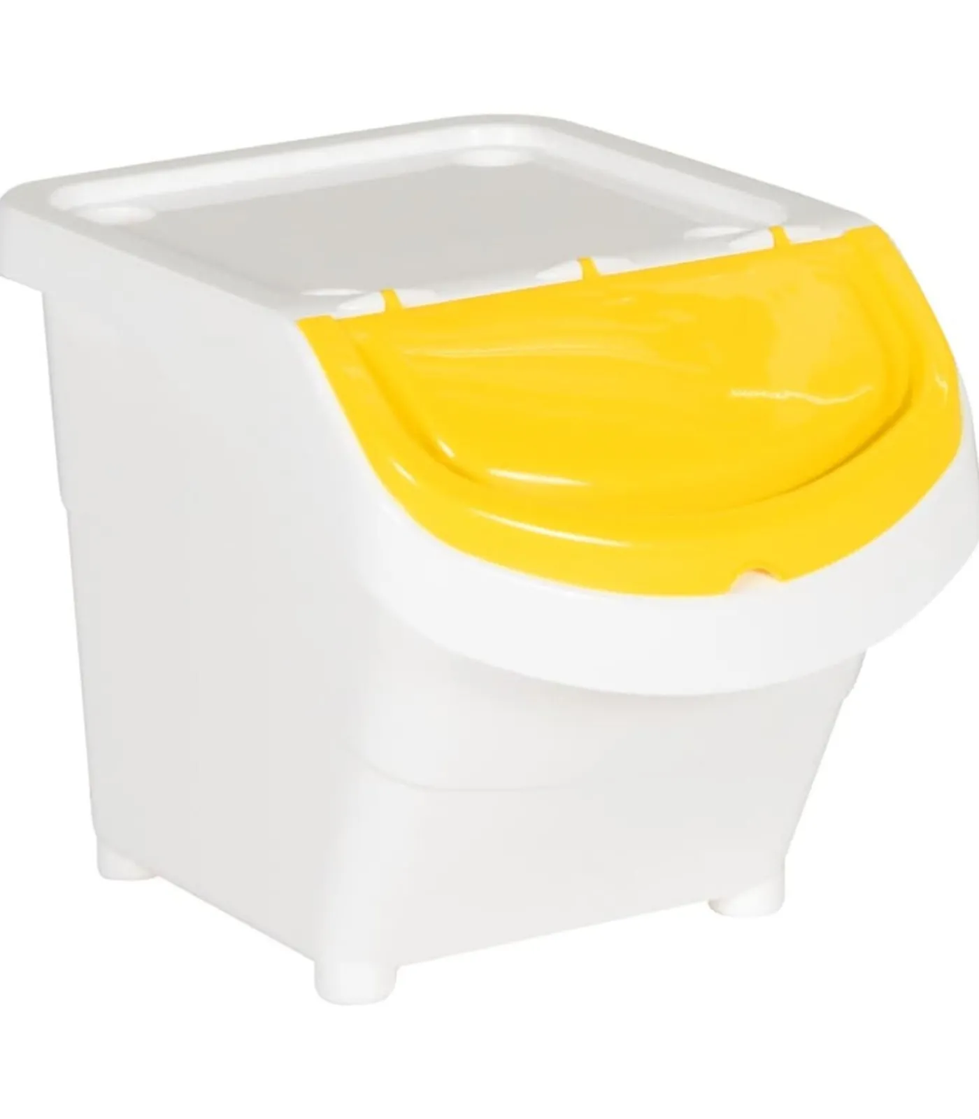 Clearance Afvalbakken met deksels stapelbaar 3 st PP 78 L wit Manden En Bakken