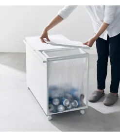 Sale Afvalscheidingsprullenbak met wielen - 3 comp - Tower - Wit Manden En Bakken
