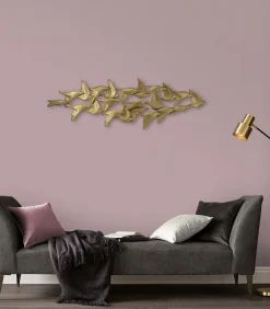 Clearance Metal Art - Golden birds - 36x112 Wanddecoratie
