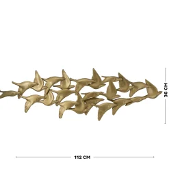 Clearance Metal Art - Golden birds - 36x112 Wanddecoratie