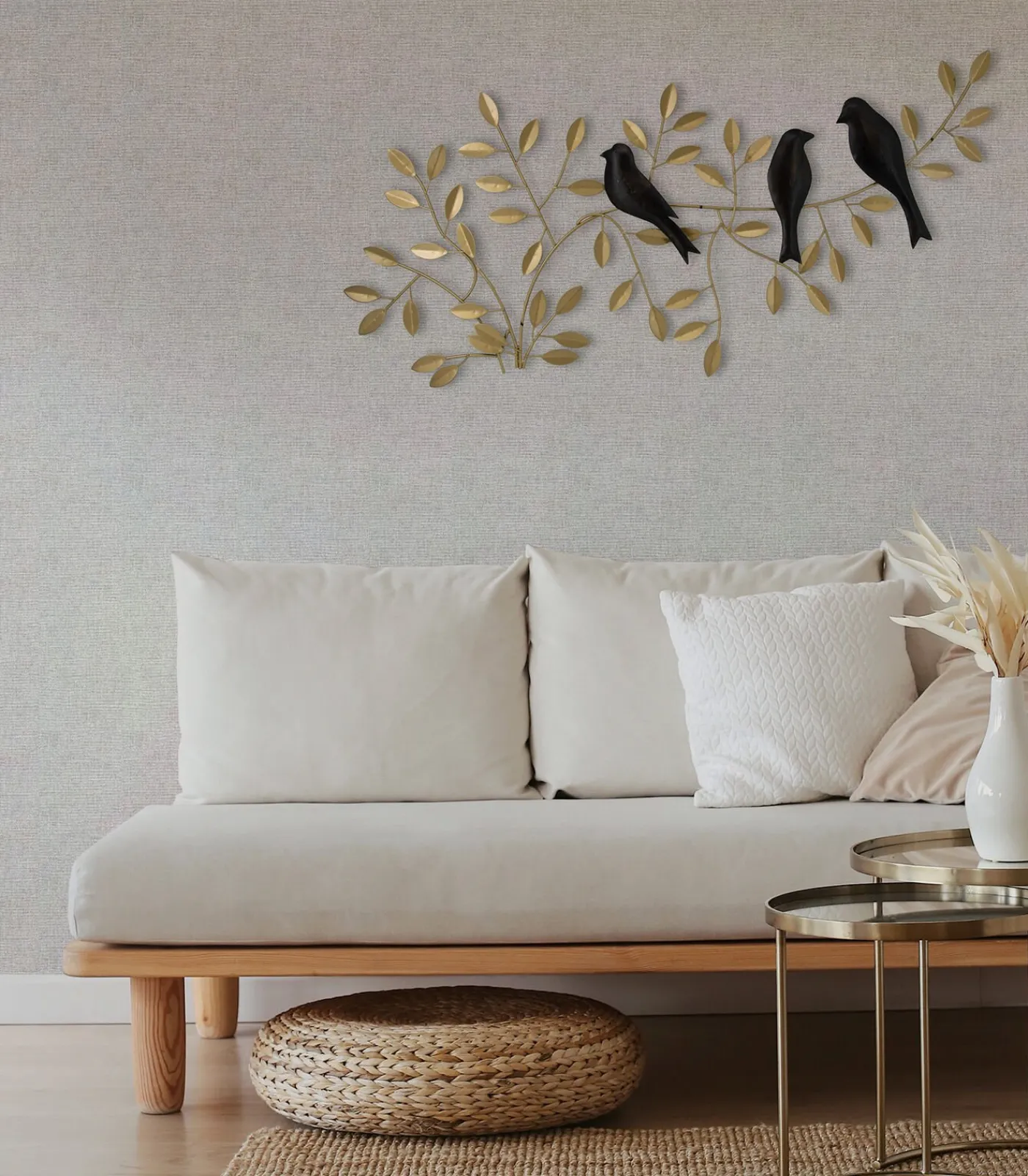 Online Metal Art - Birds on branch - 38x78 Wanddecoratie