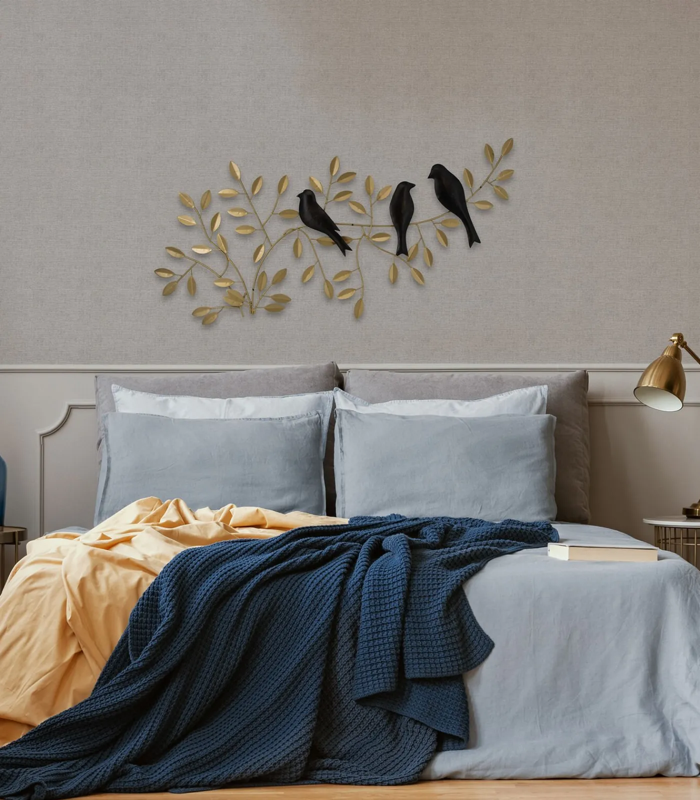 Online Metal Art - Birds on branch - 38x78 Wanddecoratie