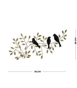 Online Metal Art - Birds on branch - 38x78 Wanddecoratie