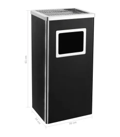 New Asbak/prullenbak Hotel 45 L staal zwart Manden En Bakken