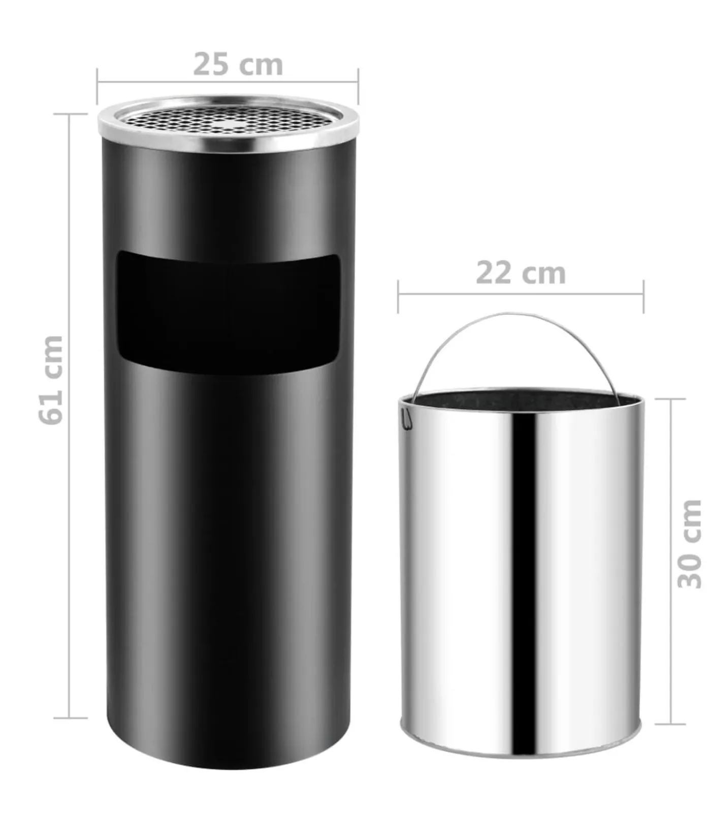 Sale Asbak/prullenbak Hotel 30 L staal zwart Manden En Bakken