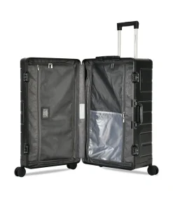 Discount Athens Aluminium Trunk Koffer 4 Wielen Zwarte Trolleys