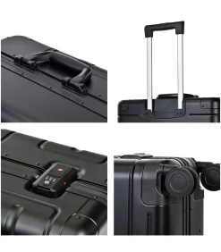 Discount Athens Aluminium Trunk Koffer 4 Wielen Zwarte Trolleys