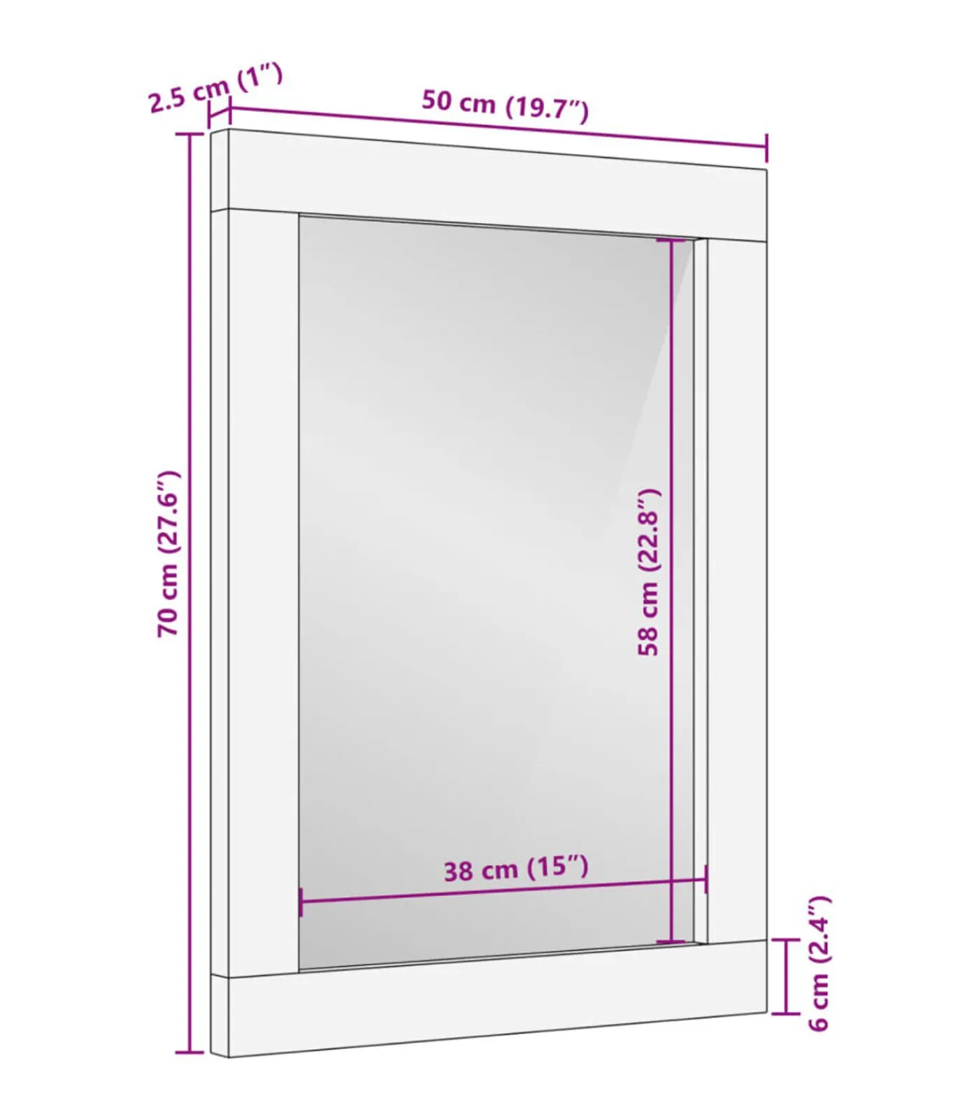 Badkamerspiegel 50x70x2,5 cm massief mangohout en glas Spiegels