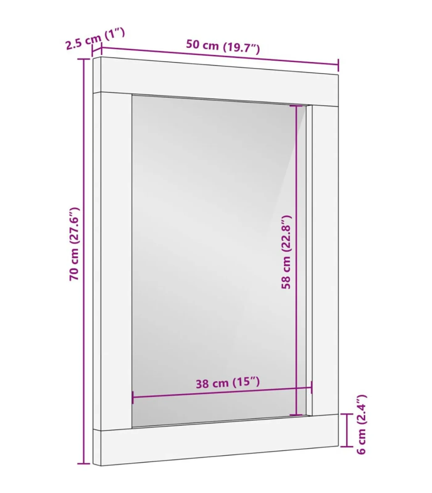 Badkamerspiegel 50x70x2,5 cm massief mangohout en glas Spiegels