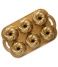 Sale Bakvorm Swirl Bundtette Goud - 6 stuks Bakken