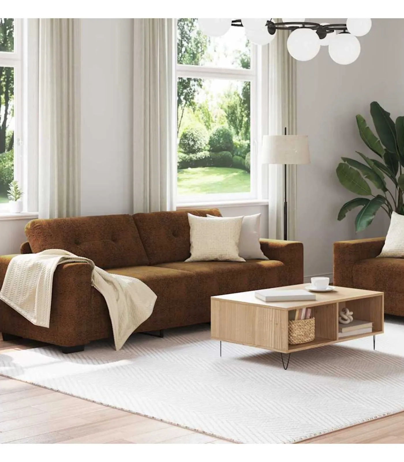 New Bank 2 pcs Bruin 221 x 78 x 80 cm Kunstleer Zetels