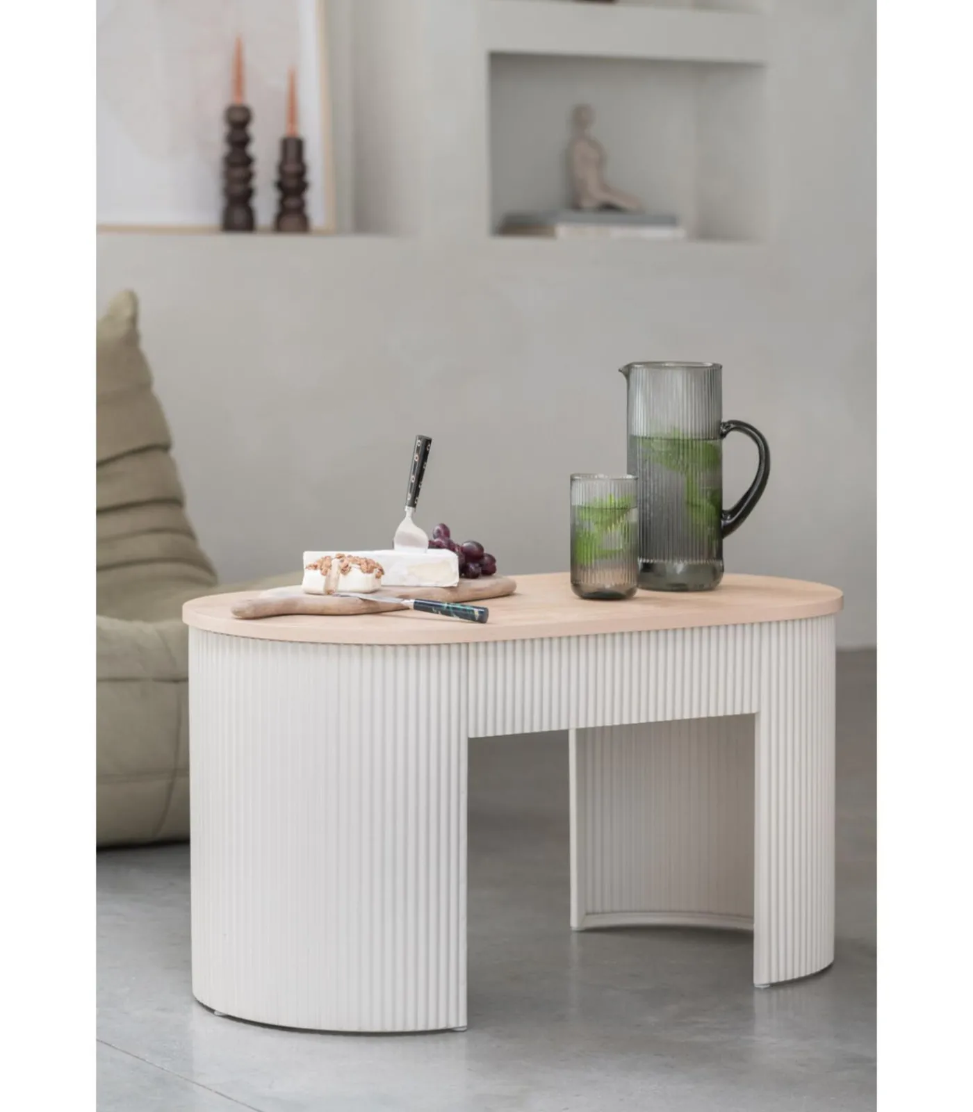 Online Bank Estriado - Grijs - 80x40x42cm Zetels