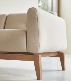 Outlet Bank in massief eiken en ecru stof, 2-zit Zetels