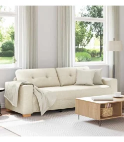 New Bank met kussen met kussen Beige 220 x 78 x 84 cm Linnen Zetels