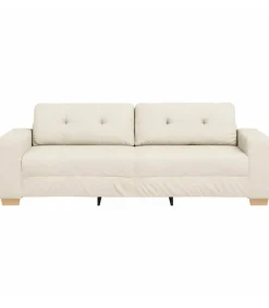 New Bank met kussen met kussen Beige 220 x 78 x 84 cm Linnen Zetels