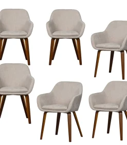 Hot Base Eetkamerstoelen - Velvet Melange - Zand - Set van 6 Stoelen