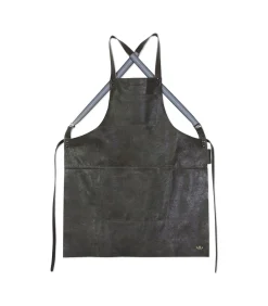 BBQ Lederen schort met bretellen - Grijs Keuken- & Tafellinnen
