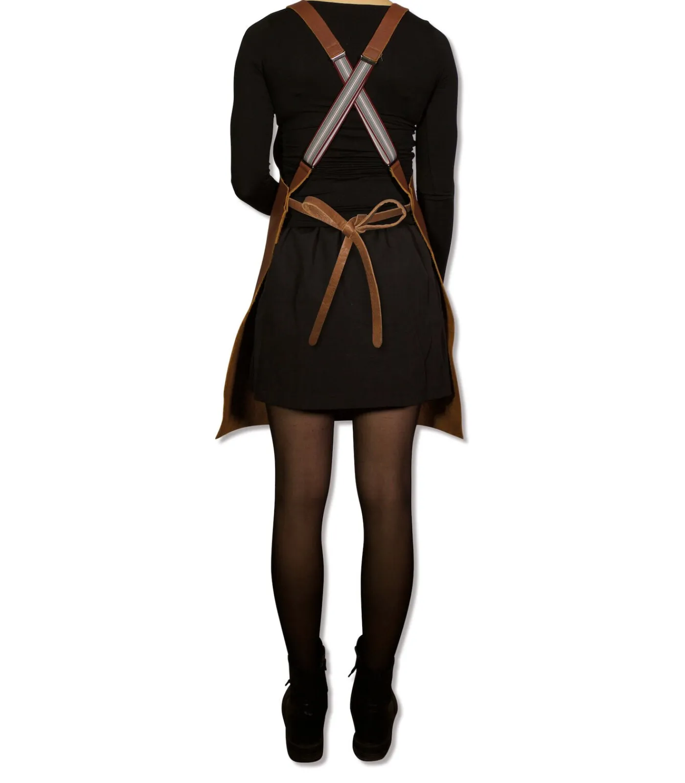 New BBQ Lederen schort met bretellen - Bruin Keuken- & Tafellinnen