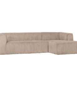 Bean Hoekbank Rechts - Ribstof - Travertin - 73x305x96 Zetels