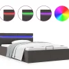 Discount Bedframe met opslag en LED stof donkergrijs 120x200 cm Bedden