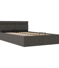 Discount Bedframe met opslag en LED stof donkergrijs 120x200 cm Bedden
