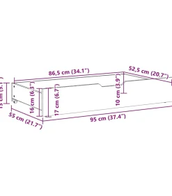 Clearance Bedlades 2 st met wieltjes 95x55x17 cm massief grenenhout Organiseren