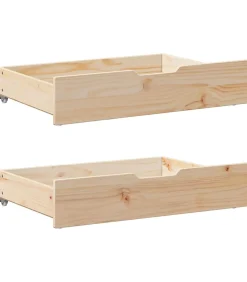 Outlet Bedlades 2 st met wieltjes 85x55x17 cm massief grenenhout Organiseren