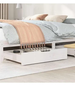 Discount Bedlades 2 st 85x55x17 cm massief grenenhout wit Organiseren