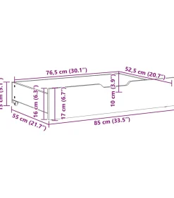 Discount Bedlades 2 st 85x55x17 cm massief grenenhout wit Organiseren