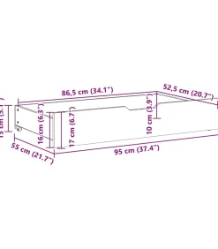 Bedlades 2 st 95x55x17 cm massief grenenhout Organiseren