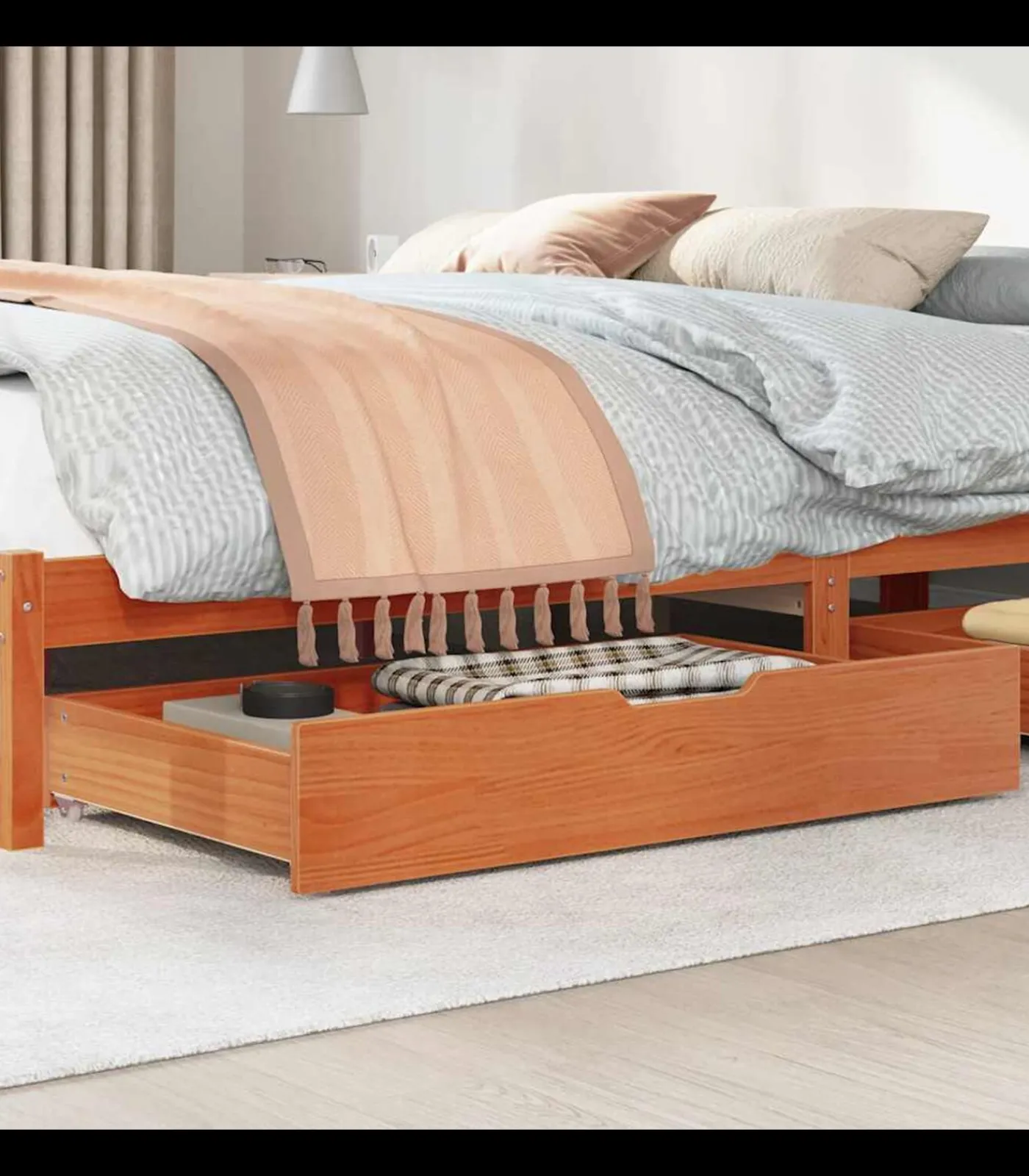 Online Bedlades 2 st 90x55x17 massief grenenhout wasbruin Organiseren