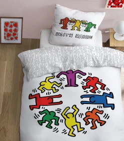 Online Bedrukt beddengoed 100% katoen, KEITH HARING PARTY Dekbedovertrekken
