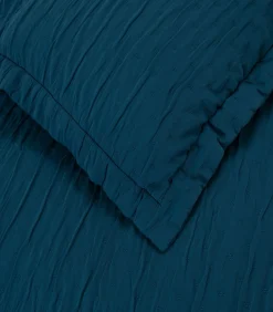 Best Bedsprei set 2 personen Leron Seti 240x260 cm Benzine blauw (1 Bedsprei, 2 Kussenslopen) Bedspreien