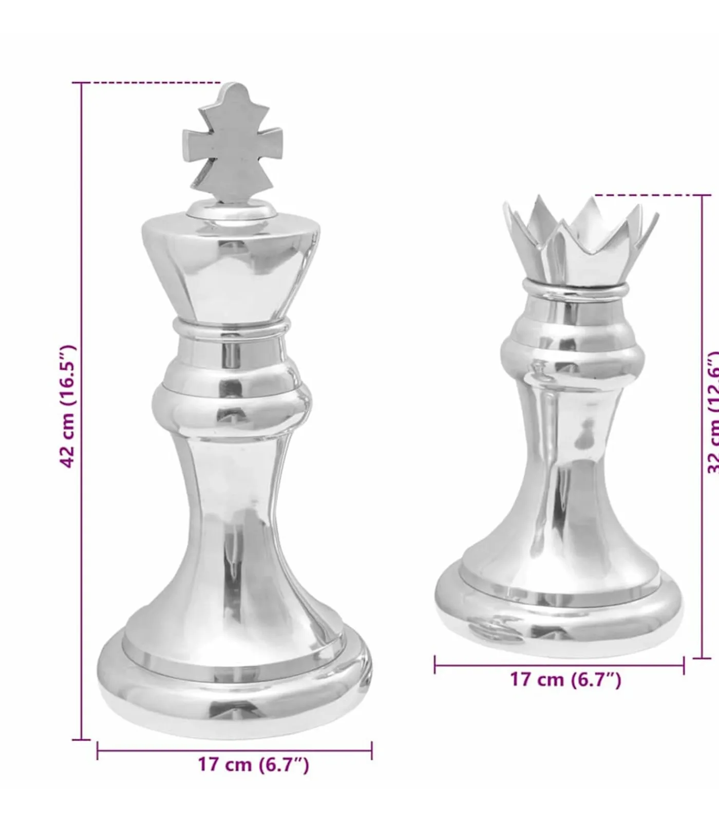 Outlet Beelden 2 pcs Zilver Aluminium Decoratie