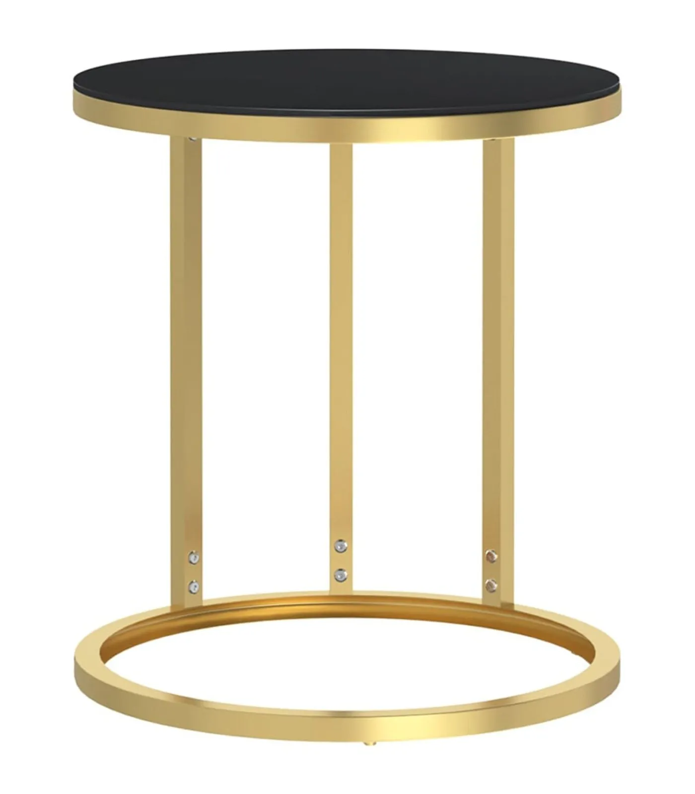 Discount Bijzettafel 45 cm gehard glas goudkleurig en zwart Tafels