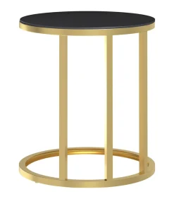 Discount Bijzettafel 45 cm gehard glas goudkleurig en zwart Tafels