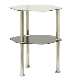 Online Bijzettafel 2-laags 38x38x50 cm gehard glas transparant zwart Tafels
