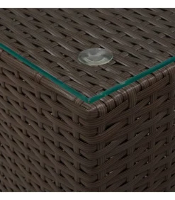 New Bijzettafel met glazen blad 35x35x52 cm poly rattan bruin Tafels