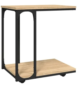 Outlet Bijzettafel met wieltjes 50x35x55,5 cm hout sonoma eikenkleurig Tafels