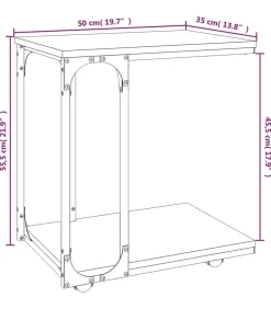 Outlet Bijzettafel met wieltjes 50x35x55,5 cm hout sonoma eikenkleurig Tafels