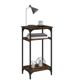 Discount Bijzettafel 40x30x75 cm bewerkt hout gerookt eikenkleurig Tafels