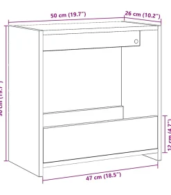 Clearance Bijzettafel 50x26x50 cm bewerkt hout artisanaal eikenkleurig Tafels