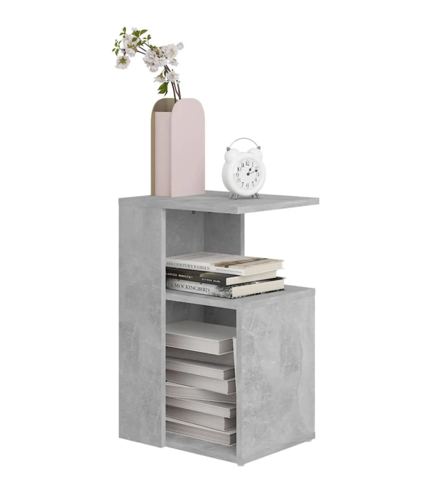 Outlet Bijzettafel 36x30x56 cm bewerkt hout betongrijs Tafels