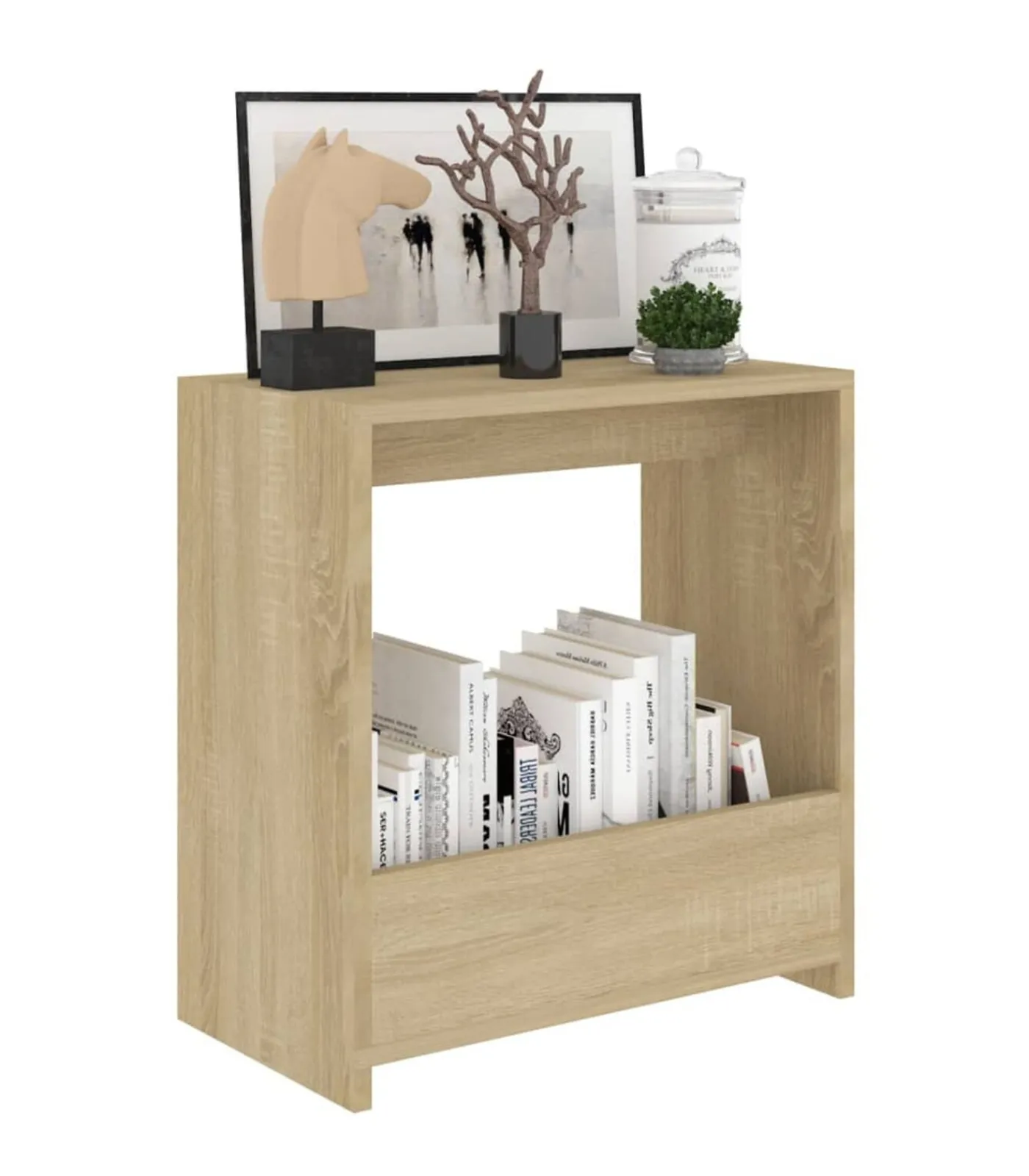 Clearance Bijzettafel 50x26x50 cm bewerkt hout sonoma eikenkleurig Tafels